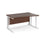 Maestro 25 cable managed leg right hand wave office desk Desking Dams Walnut White 1400mm x 800-990mm