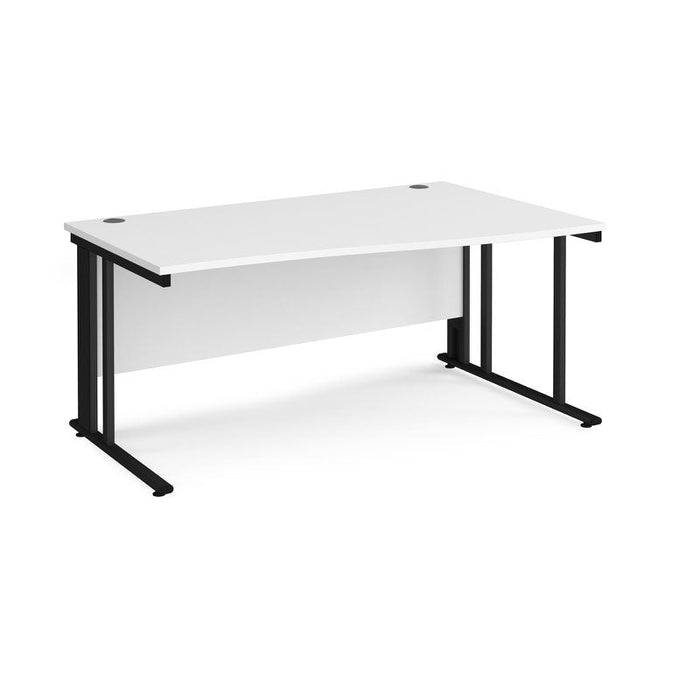 Maestro 25 cable managed leg right hand wave office desk Desking Dams White Black 1600mm x 800-990mm