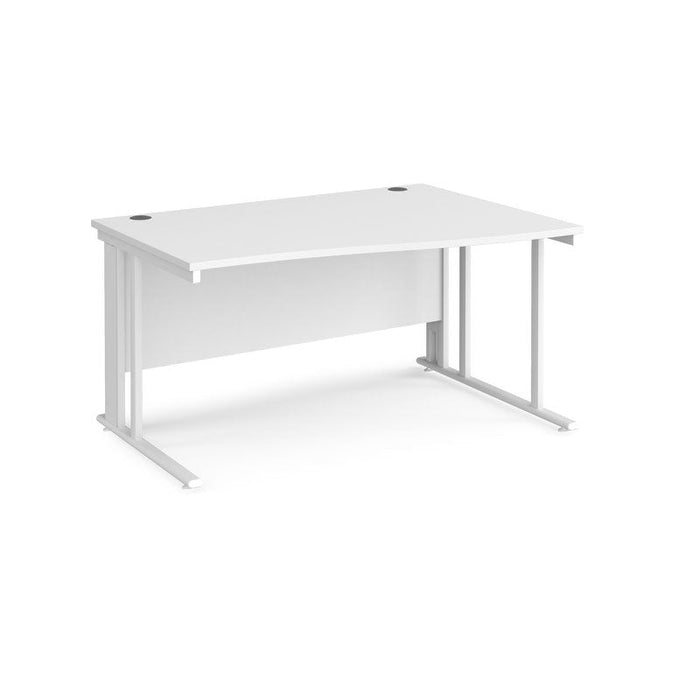 Maestro 25 cable managed leg right hand wave office desk Desking Dams White White 1400mm x 800-990mm