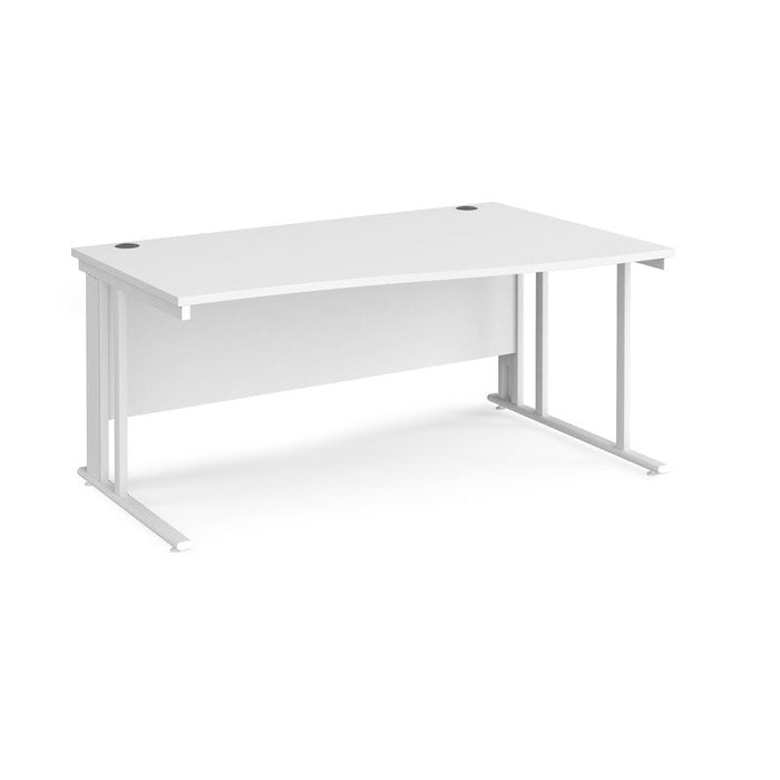 Maestro 25 cable managed leg right hand wave office desk Desking Dams White White 1600mm x 800-990mm