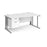 Maestro 25 cable managed leg right hand wave office desk with 2 drawer pedestal Desking Dams White Silver 1600mm x 800-990mm