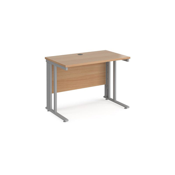 Maestro 25 cable managed leg straight narrow office desk Desking Dams Beech Silver 1000mm x 600mm