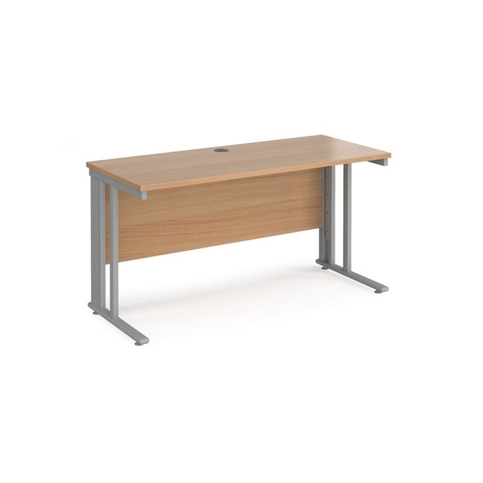 Maestro 25 cable managed leg straight narrow office desk Desking Dams Beech Silver 1400mm x 600mm