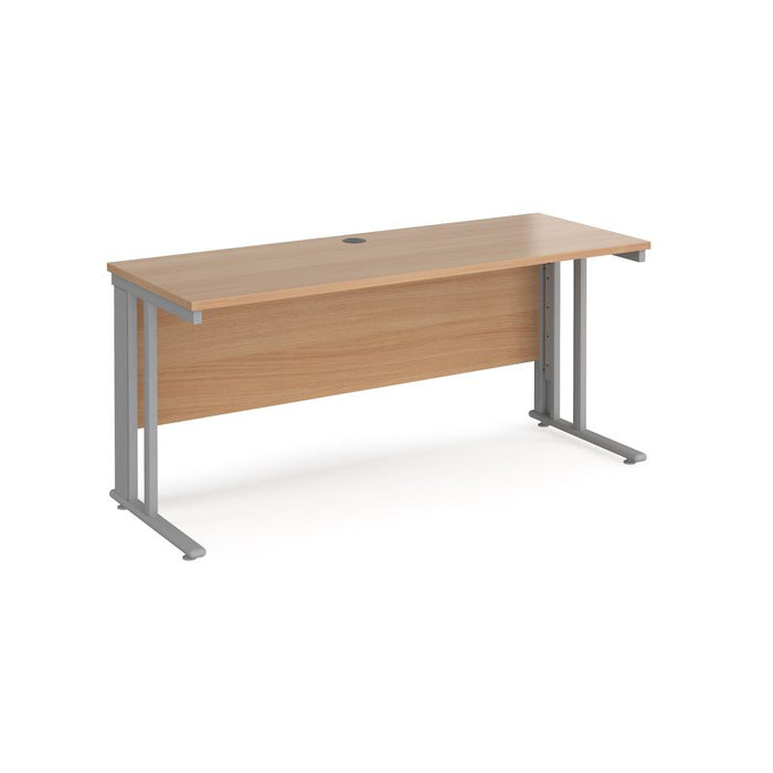 Maestro 25 cable managed leg straight narrow office desk Desking Dams Beech Silver 1600mm x 600mm