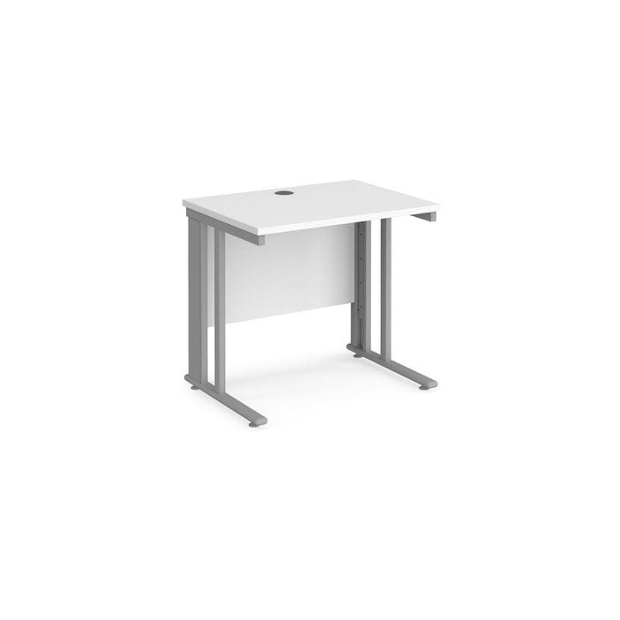 Maestro 25 cable managed leg straight narrow office desk Desking Dams White Silver 800mm x 600mm
