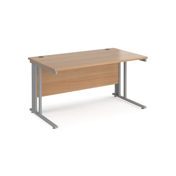 Maestro 25 cable managed leg straight office desk Desking Dams Beech Silver 1400mm x 800mm