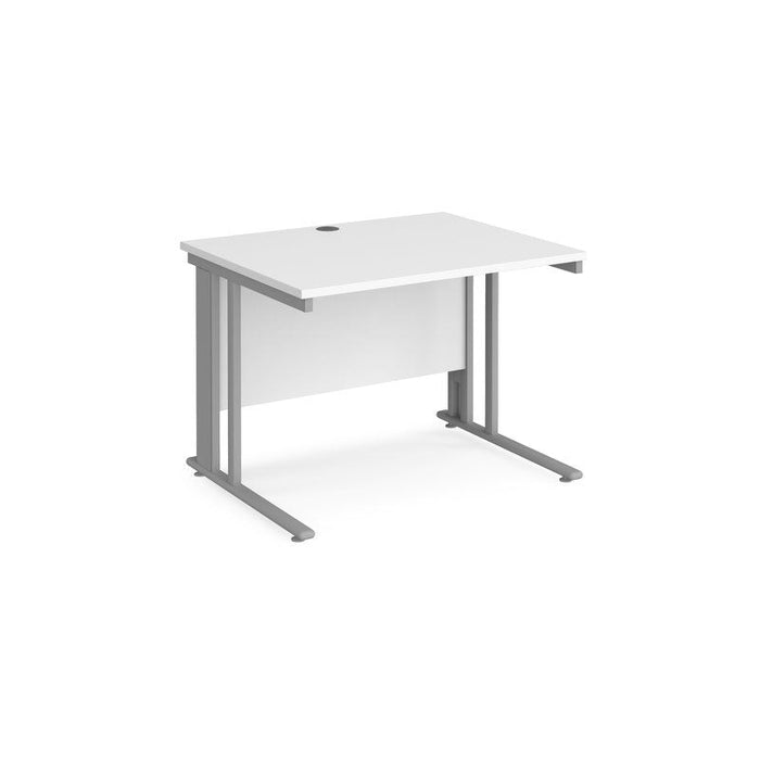 Maestro 25 cable managed leg straight office desk Desking Dams White Silver 1000mm x 800mm