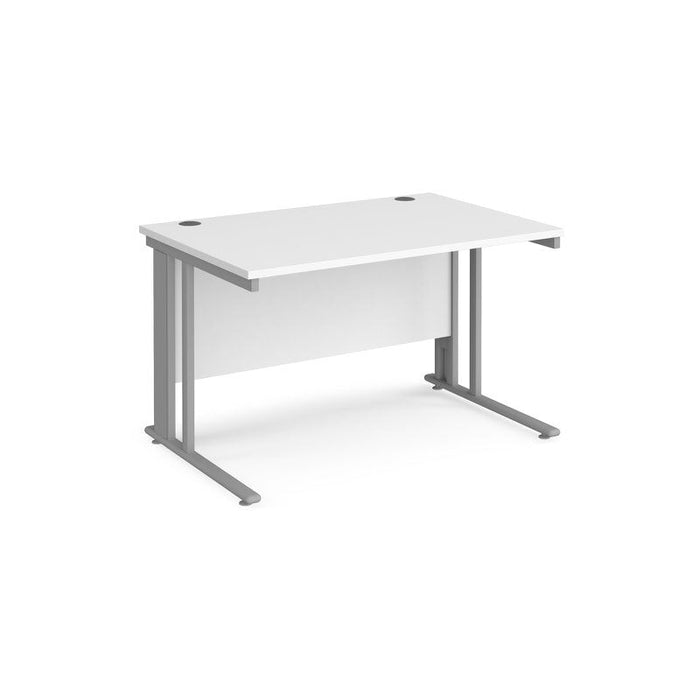 Maestro 25 cable managed leg straight office desk Desking Dams White Silver 1200mm x 800mm