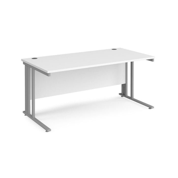 Maestro 25 cable managed leg straight office desk Desking Dams White Silver 1600mm x 800mm