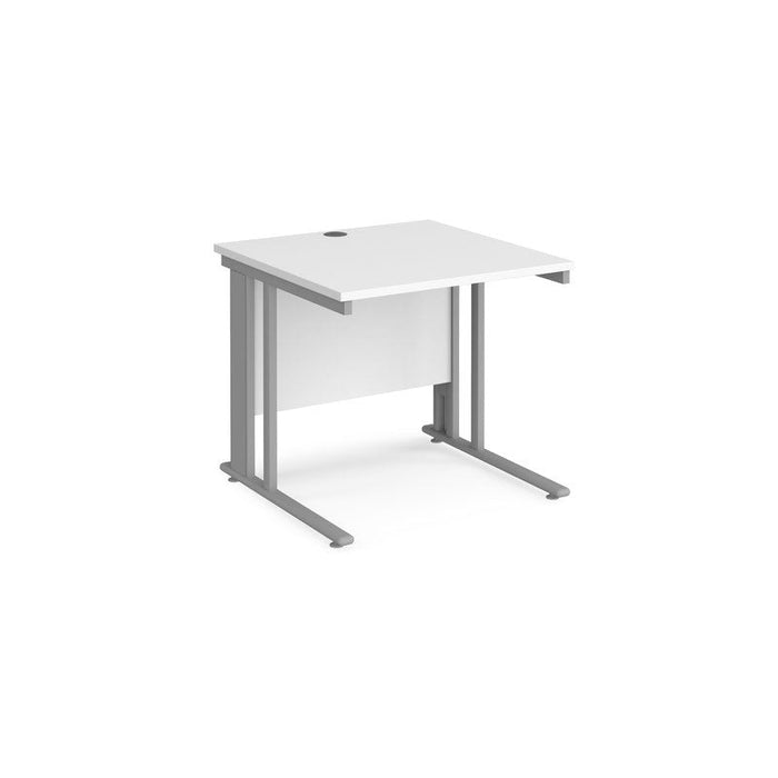 Maestro 25 cable managed leg straight office desk Desking Dams White Silver 800mm x 800mm
