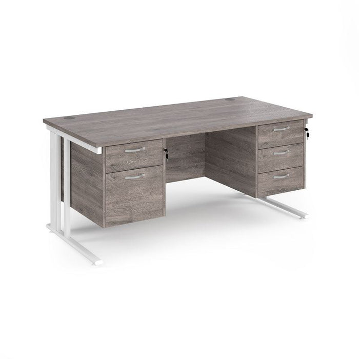Maestro 25 cable managed leg straight office desk with 2 and 3 drawer pedestals Desking Dams Grey Oak White 1600mm x 800mm