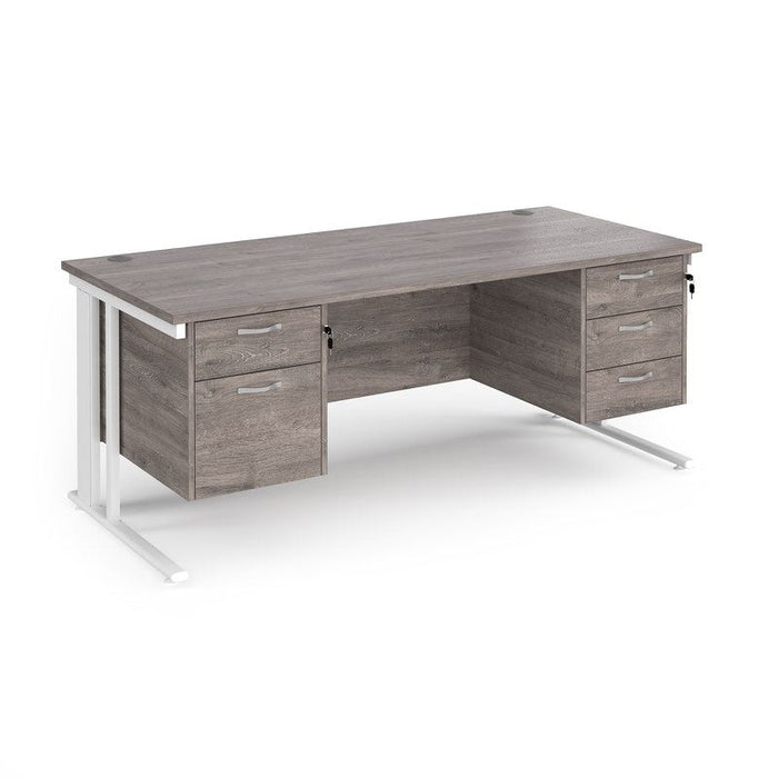 Maestro 25 cable managed leg straight office desk with 2 and 3 drawer pedestals Desking Dams Grey Oak White 1800mm x 800mm