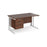 Maestro 25 cable managed leg straight office desk with 2 drawer pedestal Desking Dams Walnut White 1400mm x 800mm
