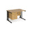 Maestro 25 cable managed leg straight office desk with 3 drawer pedestal Desking Dams Oak Black 1200mm x 800mm