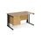 Maestro 25 cable managed leg straight office desk with 3 drawer pedestal Desking Dams Oak Black 1400mm x 800mm