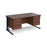 Maestro 25 cable managed leg straight office desk with two x 2 drawer pedestals Desking Dams Walnut Black 1600mm x 800mm