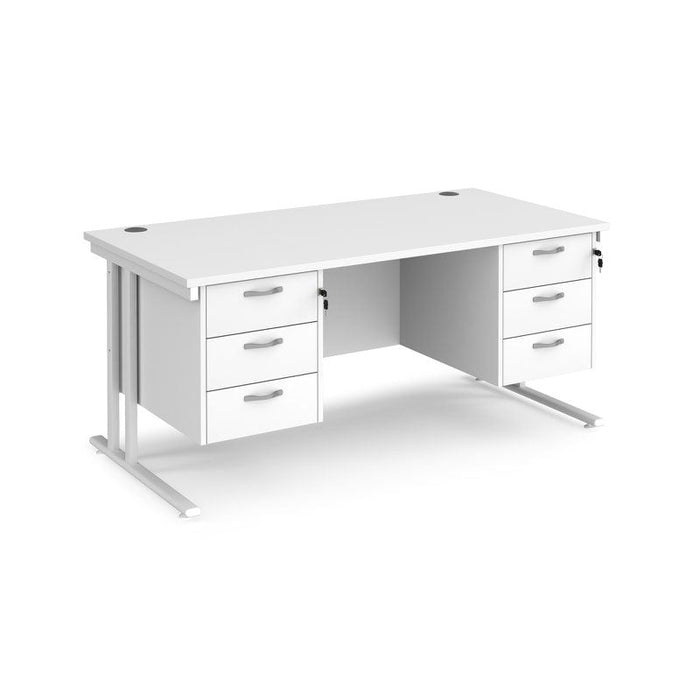 Maestro 25 cantilever leg straight desk with two x 3 drawer pedestals Desking Dams White White 1600mm x 800mm