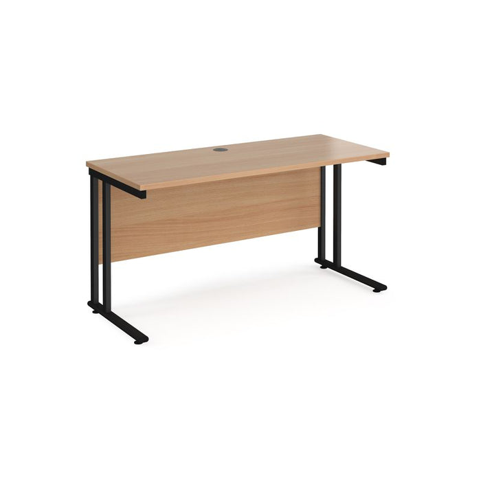 Maestro 25 cantilever leg straight, narrow office desk Desking Dams Beech Black 1400mm x 600mm