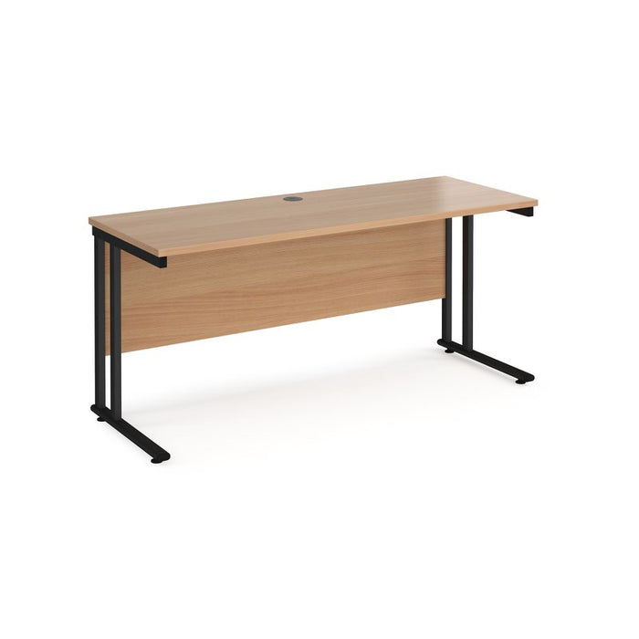 Maestro 25 cantilever leg straight, narrow office desk Desking Dams Beech Black 1600mm x 600mm