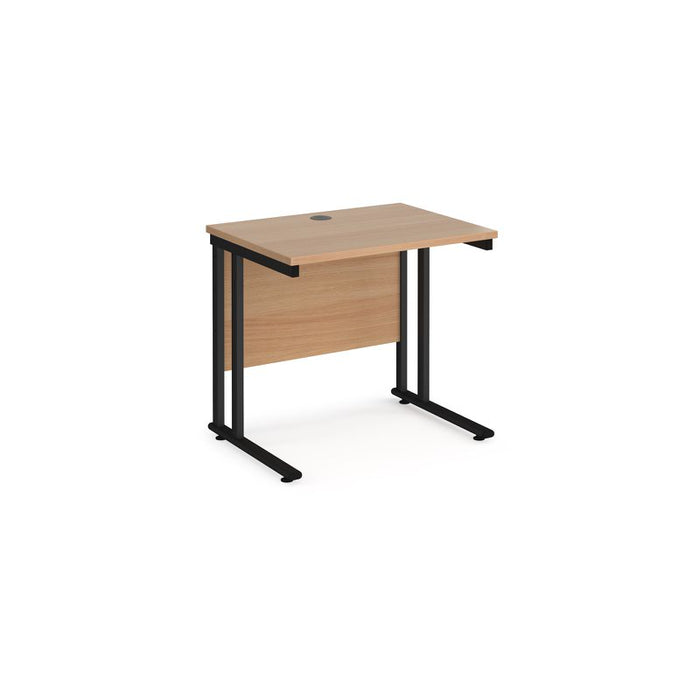 Maestro 25 cantilever leg straight, narrow office desk Desking Dams Beech Black 800mm x 600mm