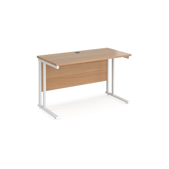 Maestro 25 cantilever leg straight, narrow office desk Desking Dams Beech White 1200mm x 600mm