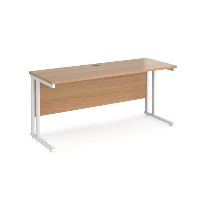 Maestro 25 cantilever leg straight, narrow office desk Desking Dams Beech White 1600mm x 600mm