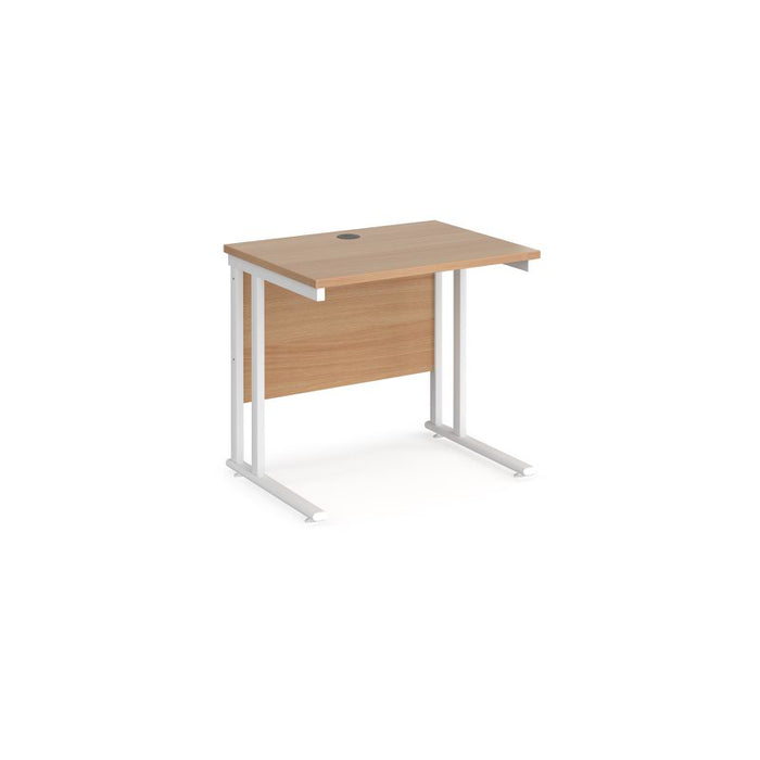 Maestro 25 cantilever leg straight, narrow office desk Desking Dams Beech White 800mm x 600mm