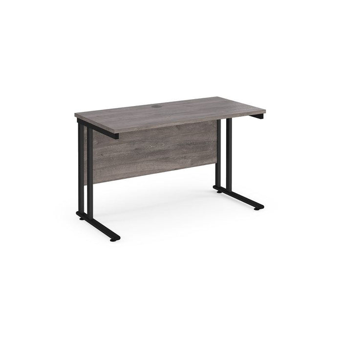 Maestro 25 cantilever leg straight, narrow office desk Desking Dams Grey Oak Black 1200mm x 600mm