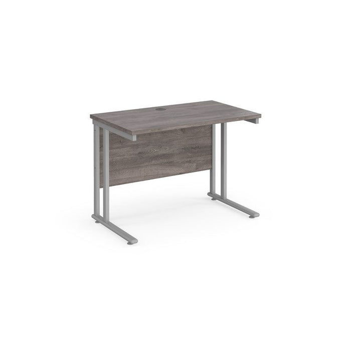 Maestro 25 cantilever leg straight, narrow office desk Desking Dams Grey Oak Silver 1000mm x 600mm