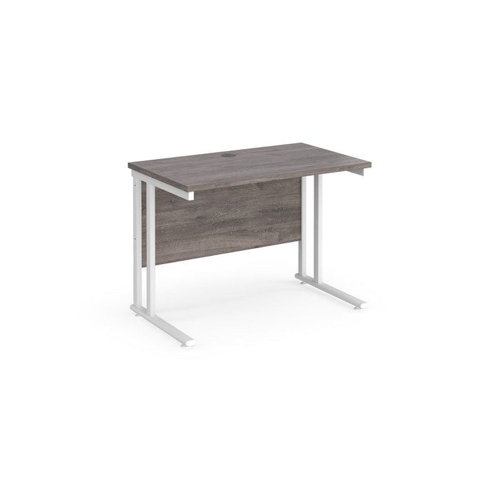 Maestro 25 cantilever leg straight, narrow office desk Desking Dams Grey Oak White 1000mm x 600mm