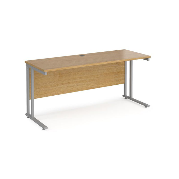 Maestro 25 cantilever leg straight, narrow office desk Desking Dams Oak Silver 1600mm x 600mm