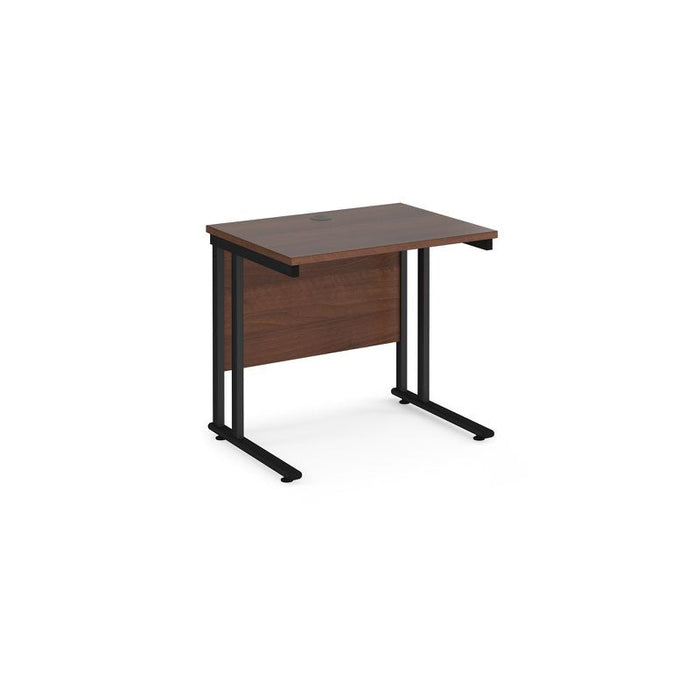 Maestro 25 cantilever leg straight, narrow office desk Desking Dams Walnut Black 800mm x 600mm