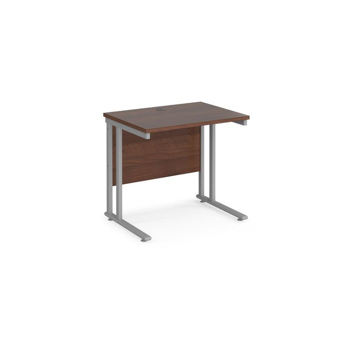 Maestro 25 cantilever leg straight, narrow office desk Desking Dams Walnut Silver 800mm x 600mm