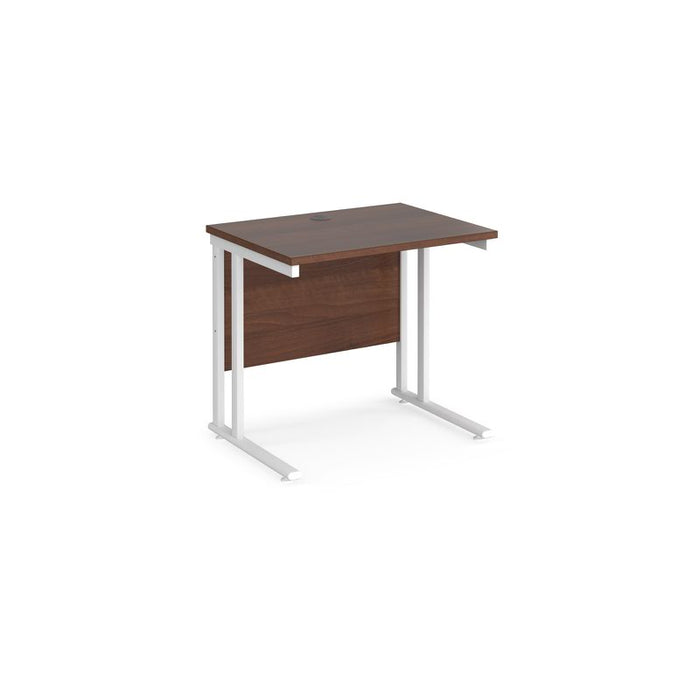 Maestro 25 cantilever leg straight, narrow office desk Desking Dams Walnut White 800mm x 600mm