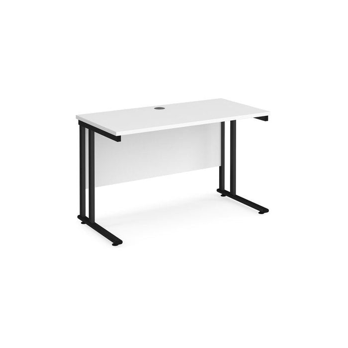 Maestro 25 cantilever leg straight, narrow office desk Desking Dams White Black 1200mm x 600mm