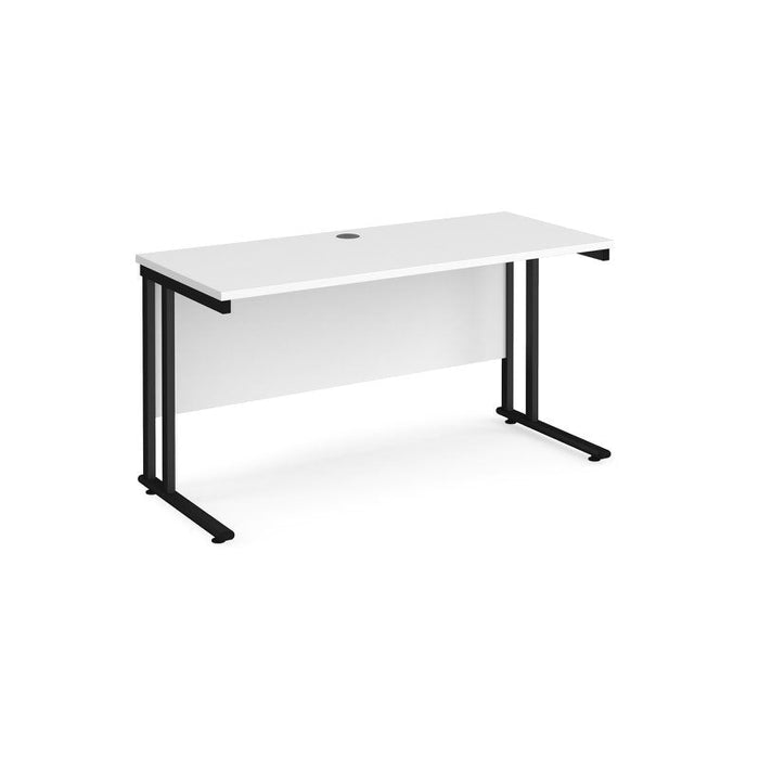 Maestro 25 cantilever leg straight, narrow office desk Desking Dams White Black 1400mm x 600mm