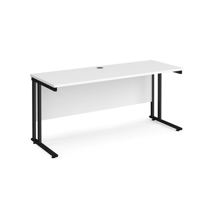 Maestro 25 cantilever leg straight, narrow office desk Desking Dams White Black 1600mm x 600mm