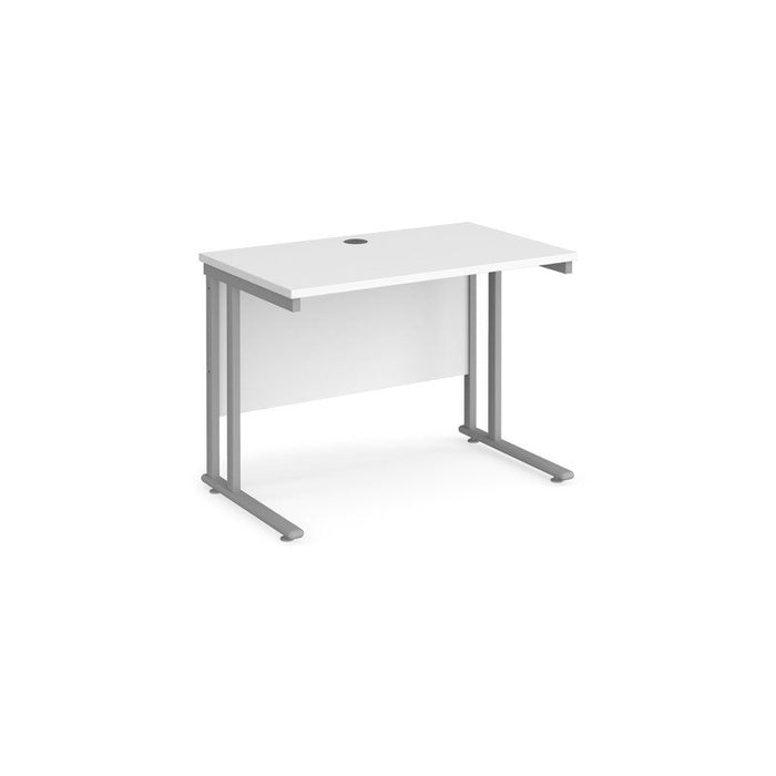 Maestro 25 cantilever leg straight, narrow office desk Desking Dams White Silver 1000mm x 600mm