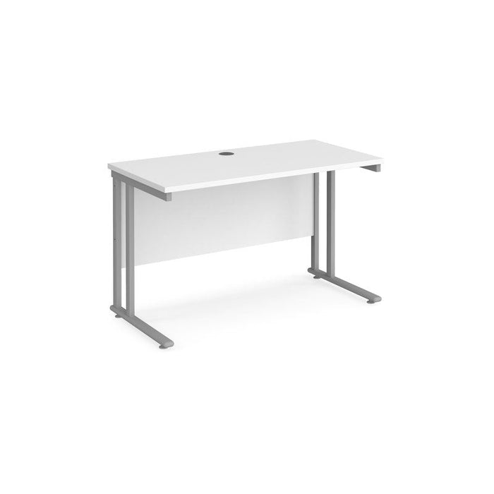Maestro 25 cantilever leg straight, narrow office desk Desking Dams White Silver 1200mm x 600mm