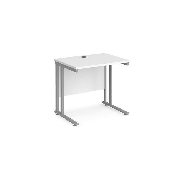 Maestro 25 cantilever leg straight, narrow office desk Desking Dams White Silver 800mm x 600mm