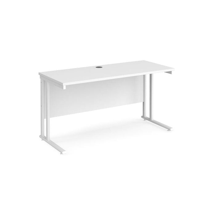 Maestro 25 cantilever leg straight, narrow office desk Desking Dams White White 1400mm x 600mm