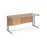 Maestro 25 cantilever leg straight, narrow office desk with 2 drawer pedestal Desking Dams Beech Silver 1600mm x 600mm