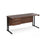 Maestro 25 cantilever leg straight, narrow office desk with 2 drawer pedestal Desking Dams Walnut Black 1600mm x 600mm