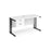 Maestro 25 cantilever leg straight, narrow office desk with 2 drawer pedestal Desking Dams White Black 1400mm x 600mm