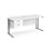 Maestro 25 cantilever leg straight, narrow office desk with 2 drawer pedestal Desking Dams White Silver 1600mm x 600mm