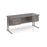 Maestro 25 cantilever leg straight narrow office desk with two x 2 drawer pedestals Desking Dams Grey Oak Silver 1600mm x 600mm