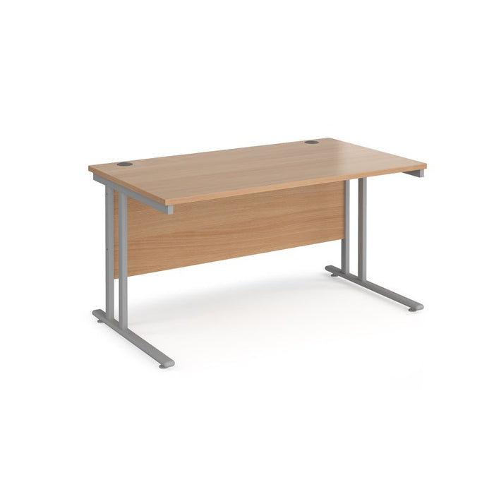 Maestro 25 cantilever leg straight office desk Desking Dams Beech Silver 1400mm x 800mm