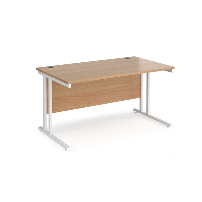 Maestro 25 cantilever leg straight office desk Desking Dams Beech White 1400mm x 800mm