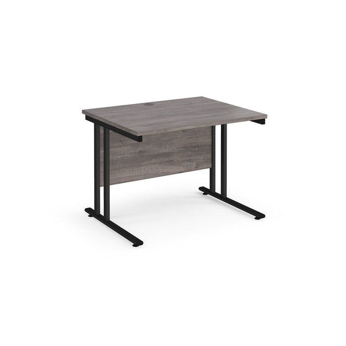 Maestro 25 cantilever leg straight office desk Desking Dams Grey Oak Black 1000mm x 800mm