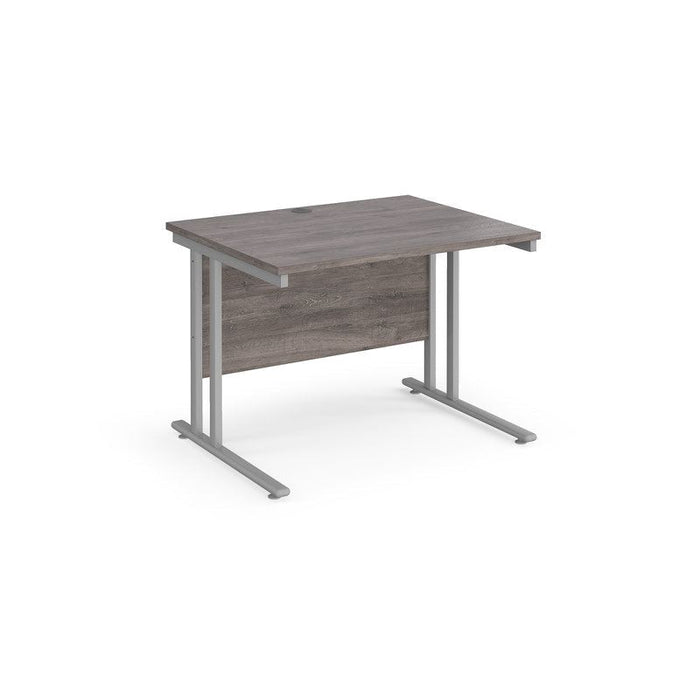 Maestro 25 cantilever leg straight office desk Desking Dams Grey Oak Silver 1000mm x 800mm